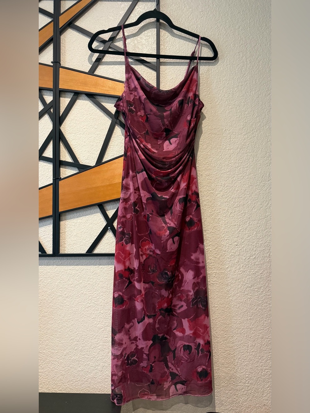 Persaya Strapless Floral Cowl Maxi Dress in Berry Mix